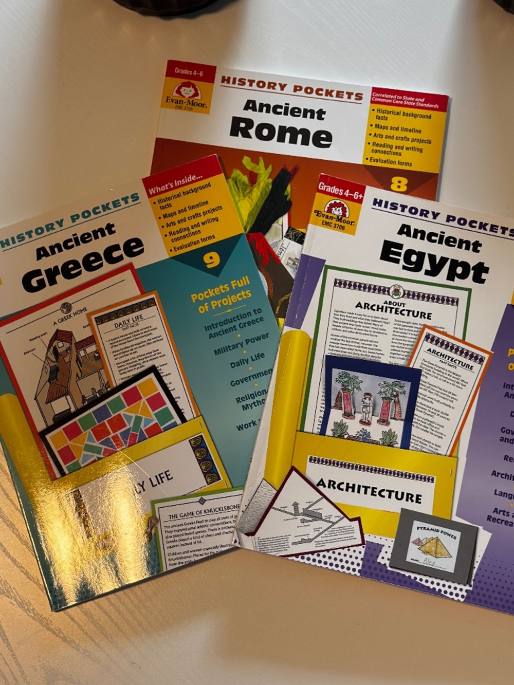 3 History Pockets Teacher Resources Reproductible Books- Rome, Greece, Egypt